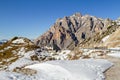 Valparola mountain pass in italian Dolomites Royalty Free Stock Photo