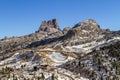 Valparola mountain pass and Monte Averau Royalty Free Stock Photo