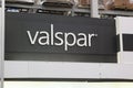 Valspar paint brand name logo on display at hardware retail store