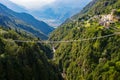 Valtartano, Valtellina IT, view of Campo Tartano with the Ponte nel Cielo