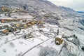 Valtellina IT - Panoramic winter aerial view of Montagna in Valtellina Royalty Free Stock Photo