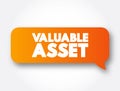 Valuable Asset text message bubble, concept background Royalty Free Stock Photo