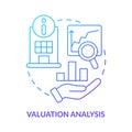 Valuation analysis blue gradient concept icon