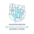 Valuation analysis turquoise concept icon