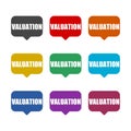 Valuation color icon set isolated on black background