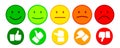 Valuation by emoticons with thumbs button - vector