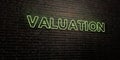 VALUATION -Realistic Neon Sign on Brick Wall background - 3D rendered royalty free stock image