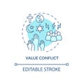 Value conflict blue concept icon