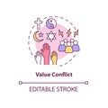 Value conflict concept icon