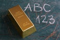 Value of Education Concept Gold Ingot on Old Schoolboard