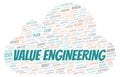 Value Engineering typography word cloud create with the text only Royalty Free Stock Photo