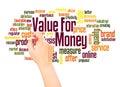 Value for money word cloud hand writing concept Royalty Free Stock Photo