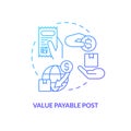 Value payable post blue gradient concept icon