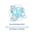 Value payable post turquoise concept icon