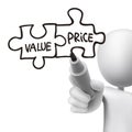 Value and price words written by 3d man Royalty Free Stock Photo