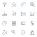 Value proposition line icons collection. Uniqueness, Exclusivity, Benefits, Innovation, Quality, Service, Speed vector