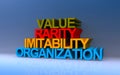 value rarity imitability organization on blue Royalty Free Stock Photo