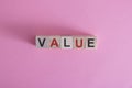 Value symbol. Concept word value on wooden cubes. Royalty Free Stock Photo