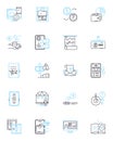 Value - Worth linear icons set. Valuable, Merit, Precious, Meaningful, Esteem, Deserving, Priceless line vector and Royalty Free Stock Photo