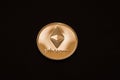 valueable shining gold ether coin from cryptocurrency middle on black Royalty Free Stock Photo