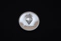 valueable shining silver ether coin from cryptocurrency middle on black