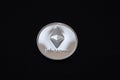 valueable shining silver ether coin from cryptocurrency middle on black Royalty Free Stock Photo