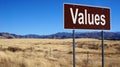 Values brown road sign Royalty Free Stock Photo