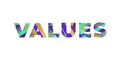 Values Concept Retro Colorful Word Art Illustration