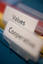 Values and Cooperative tags Royalty Free Stock Photo