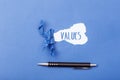 Values message on Paper torn ripped opening Royalty Free Stock Photo