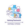 Valuing teamwork concept icon