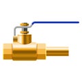 Valve ball, fittings, pipes of metal bronze, copper piping system. Valve water, oil, gas pipeline, pipes sewage