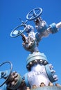 The valve on the gas field in winter Royalty Free Stock Photo