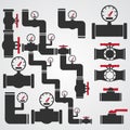 Valve Gas Pipe Taps Icon Set, Valve red Icon Vector Illustration Royalty Free Stock Photo