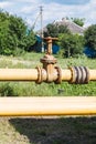 Valve on gas pipeline in village Royalty Free Stock Photo