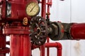 Valve and pressure guage of pipe line Royalty Free Stock Photo