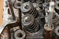 Valve springs in the disassembled cylinder head Royalty Free Stock Photo