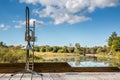 Valve trombone on a foot bridge Royalty Free Stock Photo