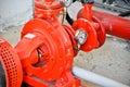 Valves in a factory where the pressure system is controlled Royalty Free Stock Photo