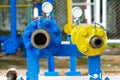 Valves at gas plant, Pressure safety valve selective focus Royalty Free Stock Photo