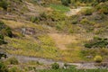 Valwig, Germany - 09 17 2020: narrow road through the vineyards above Valwig Royalty Free Stock Photo