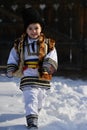 Romanian child wearing traditional costum