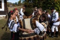 Vama, Romania, September 28th, 2019, Kids wearing traditional dancing round dance in Bucovina -hora