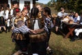 Vama, Romania, September 28th, 2019, Kids wearing traditional dancing round dance in Bucovina -hora