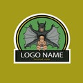 Vampire hand drawn cartoon illustration mascot logo template with badge