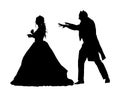 Vampire attack young lady princess silhouette.