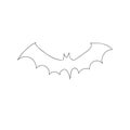 Vampire bat one line art. Continuous line drawing of halloween theme, gothic, horrible, scary, vampire, night beast.