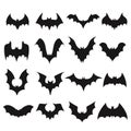 Vampire bat silhouette. Halloween bats decoration, hanging cave flittermouse and scary rearmouse animal, nocturnal holiday night Royalty Free Stock Photo