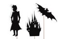 Vampire, castle and bat shadow puppets