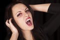 Vampire close fangs hands up Royalty Free Stock Photo